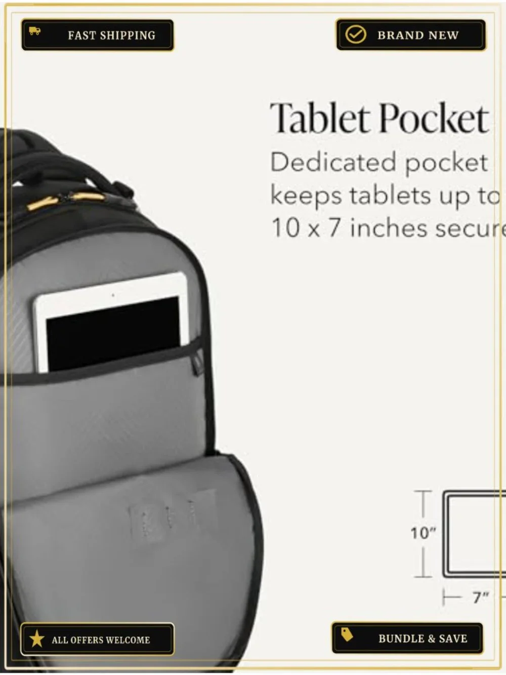 Laptop Backpack for Work Travel Commute, Fits 16-Inch Laptop, 3-Compartment,